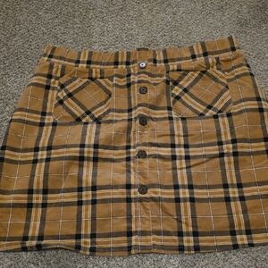 Torrid Brown and Black Plaid Mini Skirt
